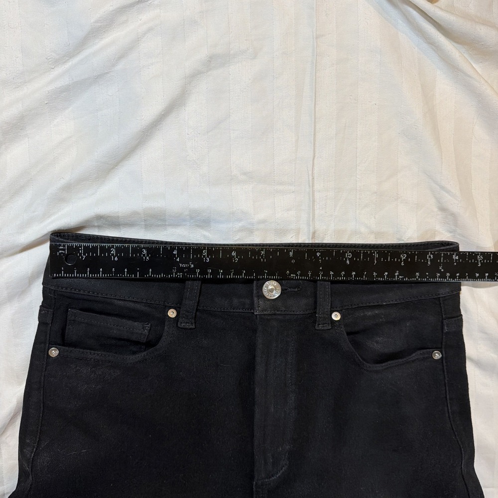 Paige Premium Denim Sasha High Rise Wide Leg Coated Black Jeans 28 29x32 - Picture 10 of 16